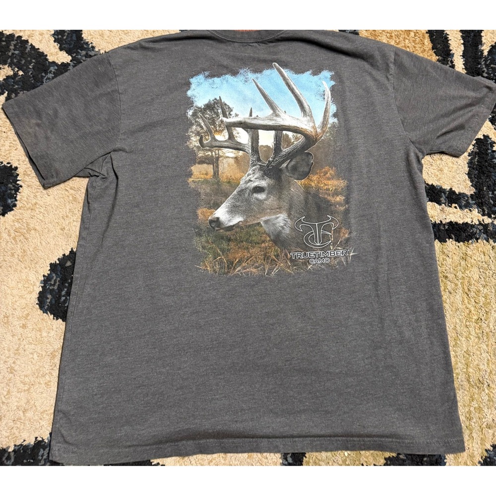 TrueTimber Camo Mens 3XL Graphic T-Shirt Gray Buck Deer Hunting Short Sleeve Tee